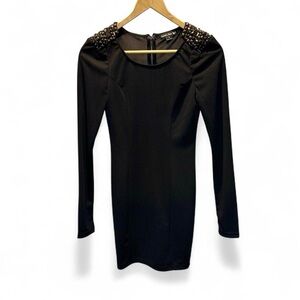 Body Con Studded Goth Grunge Black Dress Sz Small Juniors P-P13” L-33”